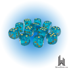 Borealis - 16mm d6 Dice Block - Teal / Gold Luminary